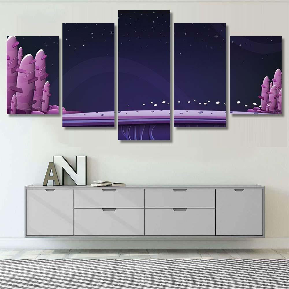 Space Background Game Design Vector Illustration Galaxy Sky and Space Multi Piece Panel Canvas Home Decor Housewarming Gift Ideas Poster Canvas Gallery Prints