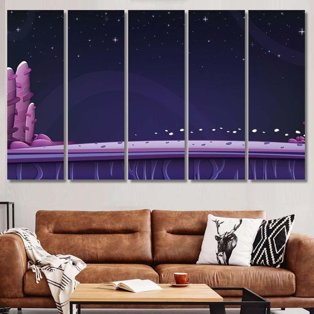 Space Background Game Design Vector Illustration Galaxy Sky and Space Multi Piece Panel Canvas Home Decor Housewarming Gift Ideas Poster Canvas Gallery Prints