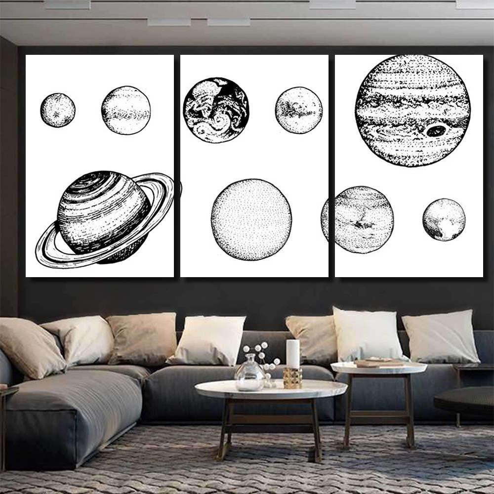 Planets Solar System Moon Sun Mercury 1 Galaxy Sky and Space Multi Piece Panel Canvas Home Decor Housewarming Gift Ideas Poster Canvas Gallery Prints