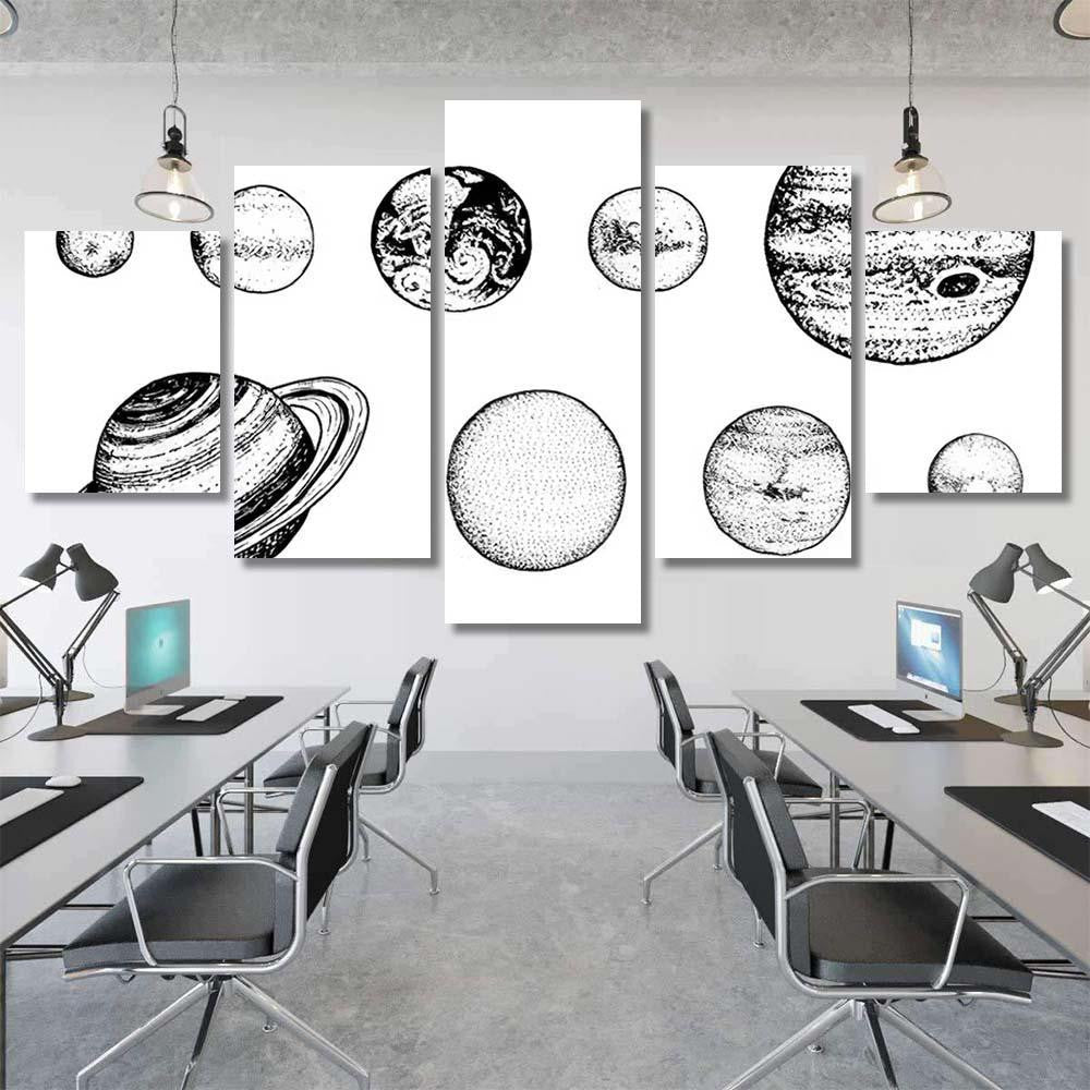 Planets Solar System Moon Sun Mercury 1 Galaxy Sky and Space Multi Piece Panel Canvas Home Decor Housewarming Gift Ideas Poster Canvas Gallery Prints