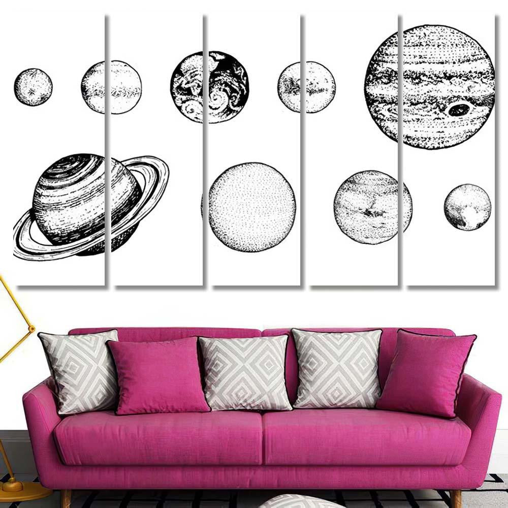 Planets Solar System Moon Sun Mercury 1 Galaxy Sky and Space Multi Piece Panel Canvas Home Decor Housewarming Gift Ideas Poster Canvas Gallery Prints