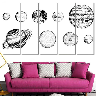 Planets Solar System Moon Sun Mercury 1 Galaxy Sky and Space Multi Piece Panel Canvas Home Decor Housewarming Gift Ideas Poster Canvas Gallery Prints