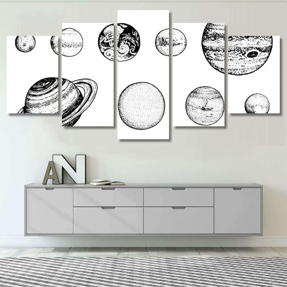 Planets Solar System Moon Sun Mercury 1 Galaxy Sky and Space Multi Piece Panel Canvas Home Decor Housewarming Gift Ideas Poster Canvas Gallery Prints