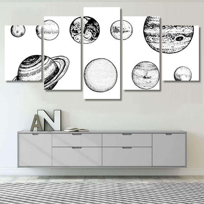 Planets Solar System Moon Sun Mercury 1 Galaxy Sky and Space Multi Piece Panel Canvas Home Decor Housewarming Gift Ideas Poster Canvas Gallery Prints