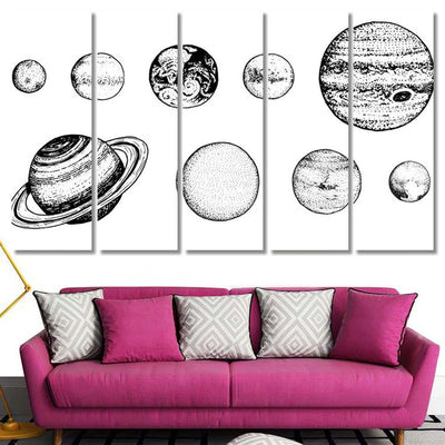 Planets Solar System Moon Sun Mercury 1 Galaxy Sky and Space Multi Piece Panel Canvas Home Decor Housewarming Gift Ideas Poster Canvas Gallery Prints