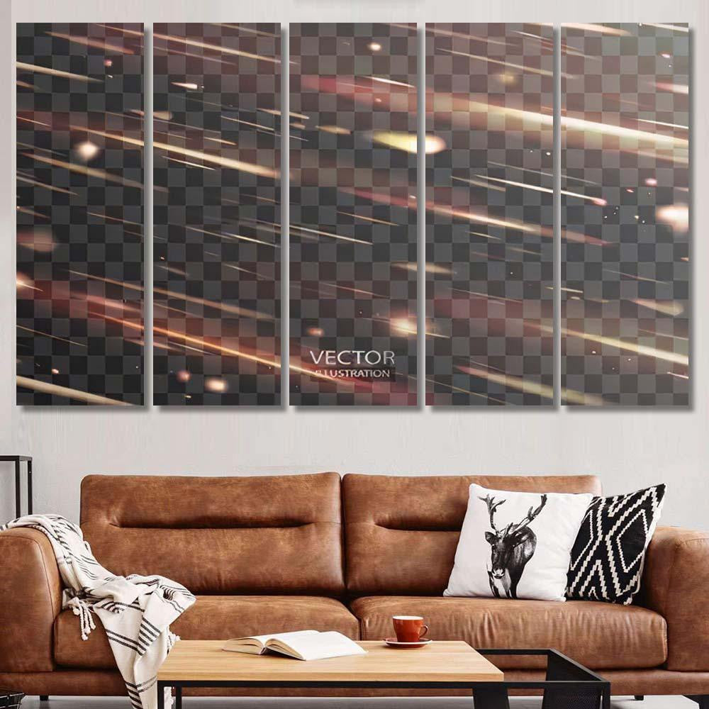 Shooting Stars Transparent Vector Background Light Galaxy Sky and Space Multi Piece Panel Canvas Home Decor Housewarming Gift Ideas Poster Canvas Gallery Prints