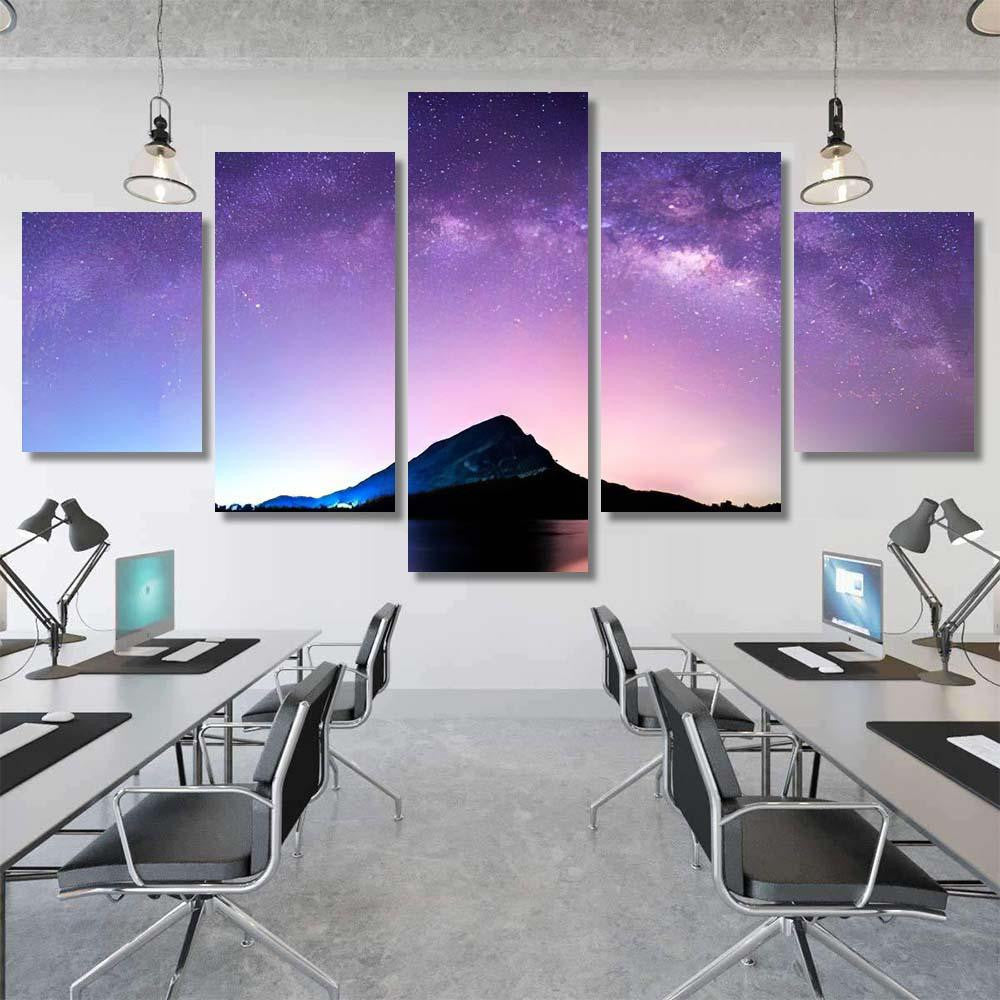 Night Landscape Mountain Milky Way Galaxy 3 Galaxy Sky and Space Multi Piece Panel Canvas Home Decor Housewarming Gift Ideas Poster Canvas Gallery Prints