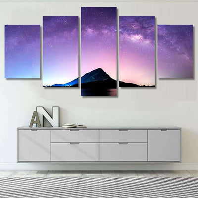 Night Landscape Mountain Milky Way Galaxy 3 Galaxy Sky and Space Multi Piece Panel Canvas Home Decor Housewarming Gift Ideas Poster Canvas Gallery Prints