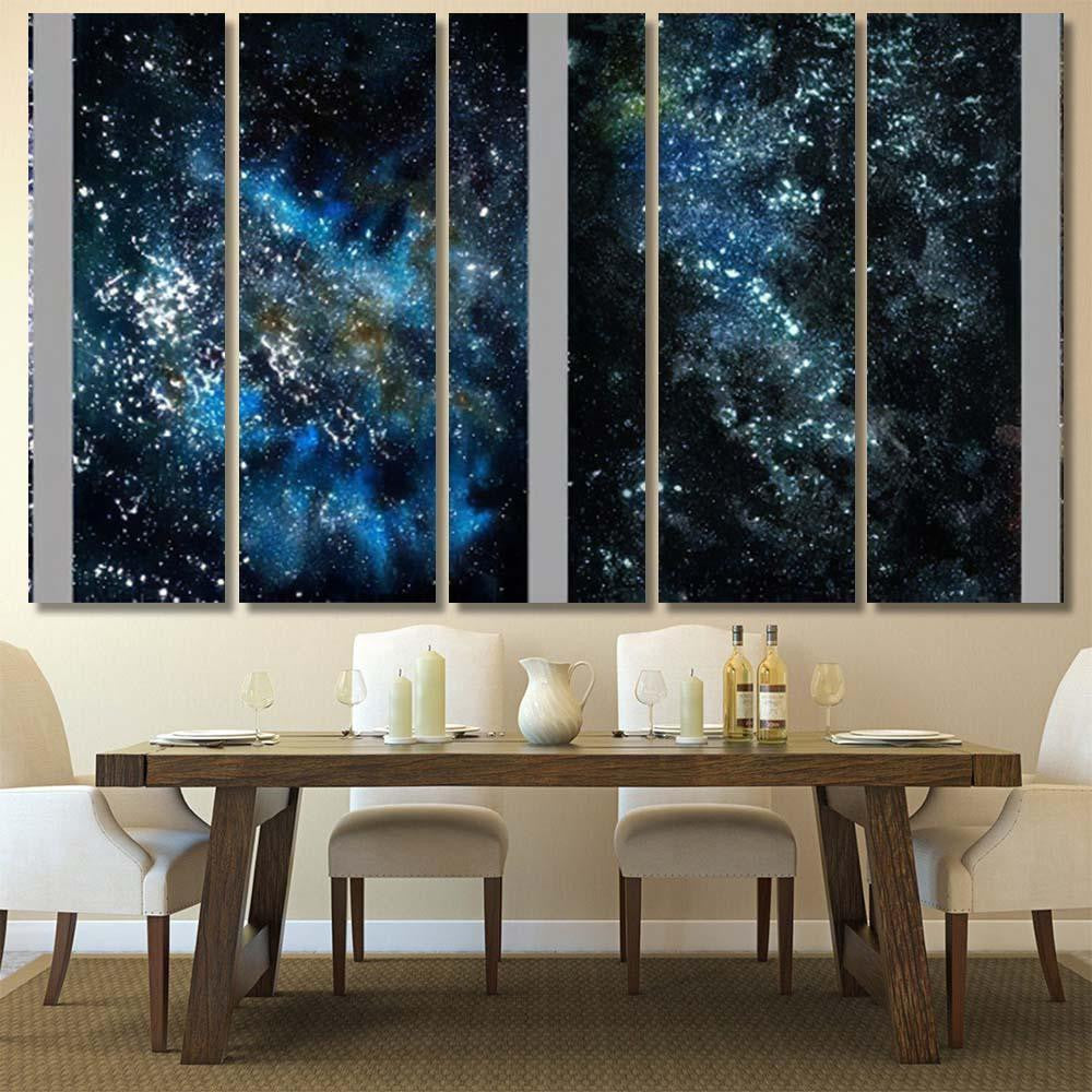 Set Space Hand Drawn Watercolor Background Galaxy Sky and Space Multi Piece Panel Canvas Home Decor Housewarming Gift Ideas Poster Canvas Gallery Prints