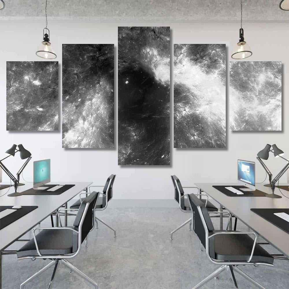Glowing Nebula Space Black White Texture Galaxy Sky and Space Multi Piece Panel Canvas Home Decor Housewarming Gift Ideas Poster Canvas Gallery Prints