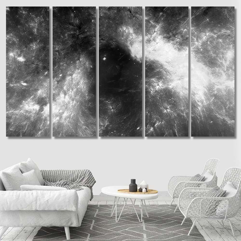 Glowing Nebula Space Black White Texture Galaxy Sky and Space Multi Piece Panel Canvas Home Decor Housewarming Gift Ideas Poster Canvas Gallery Prints
