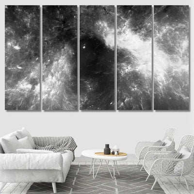 Glowing Nebula Space Black White Texture Galaxy Sky and Space Multi Piece Panel Canvas Home Decor Housewarming Gift Ideas Poster Canvas Gallery Prints