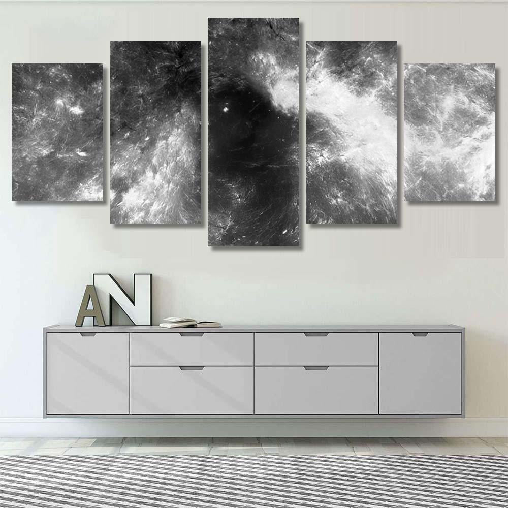 Glowing Nebula Space Black White Texture Galaxy Sky and Space Multi Piece Panel Canvas Home Decor Housewarming Gift Ideas Poster Canvas Gallery Prints