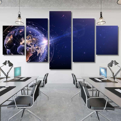 Planet Earth Space Vector Flickering Lights Galaxy Sky and Space Multi Piece Panel Canvas Home Decor Housewarming Gift Ideas Poster Canvas Gallery Prints