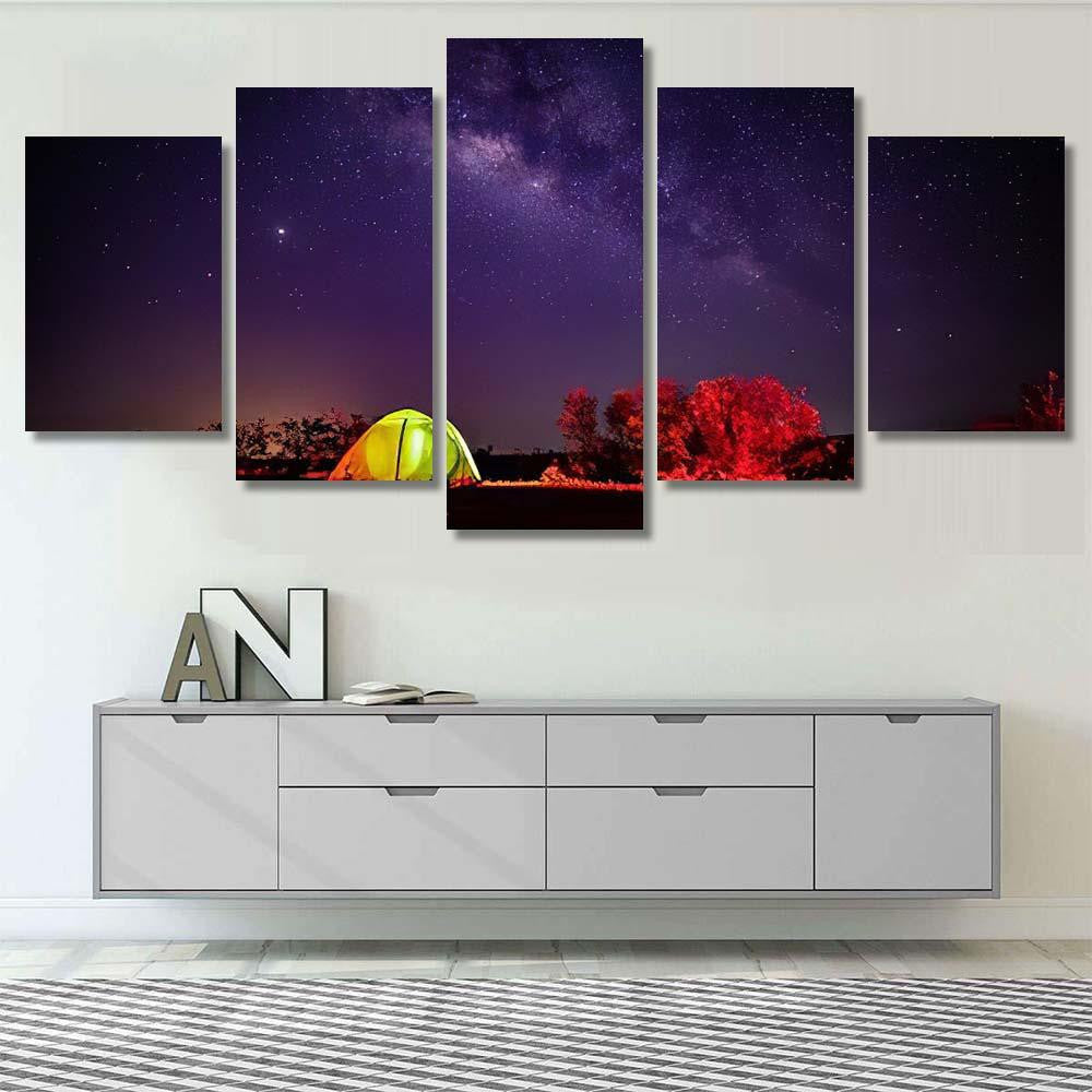 Mysterious Light Beautiful Milky Way Galaxy Sky and Space Multi Piece Panel Canvas Home Decor Housewarming Gift Ideas Poster Canvas Gallery Prints