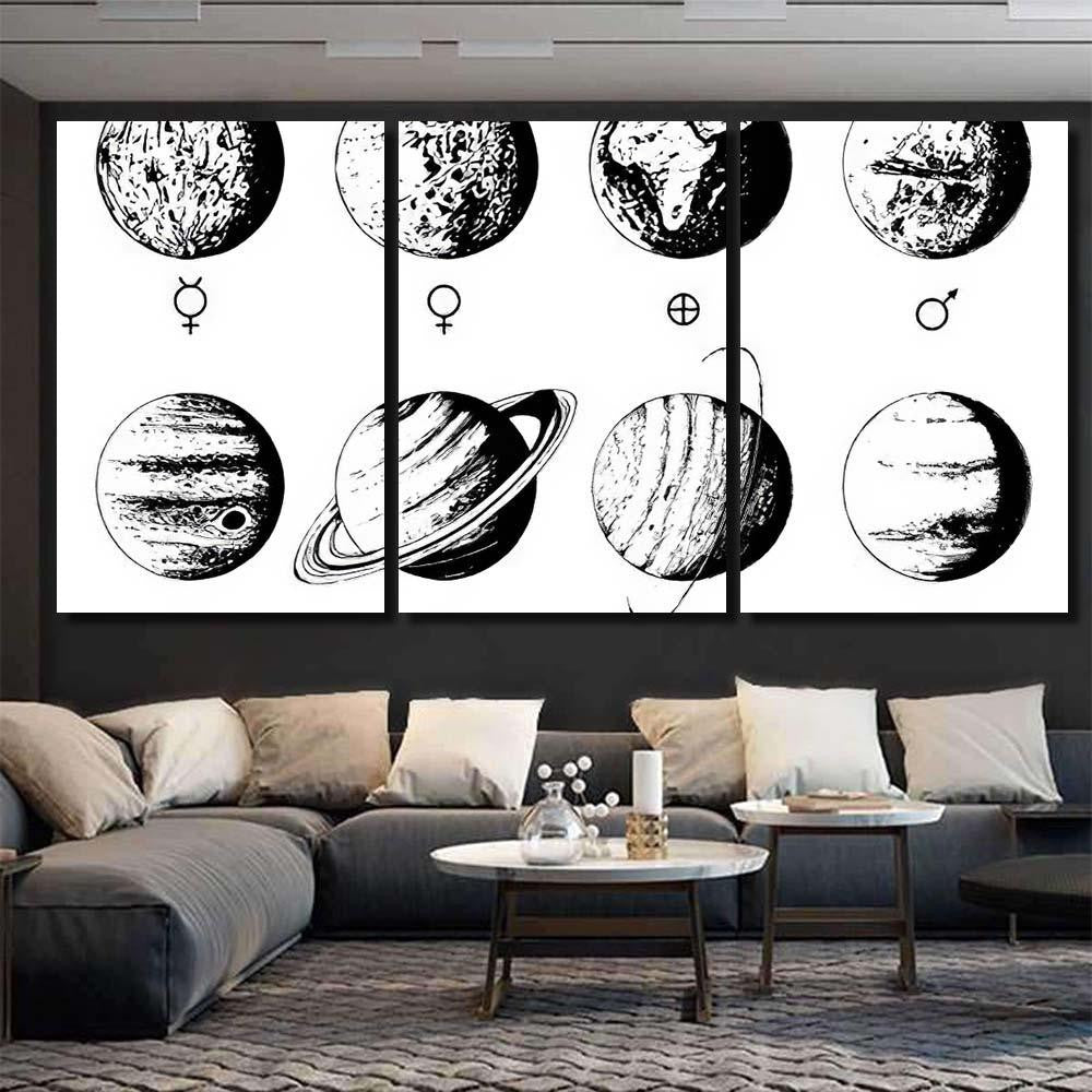 Solar System Infographics Vector Hand Drawn Galaxy Sky and Space Multi Piece Panel Canvas Home Decor Housewarming Gift Ideas Poster Canvas Gallery Prints