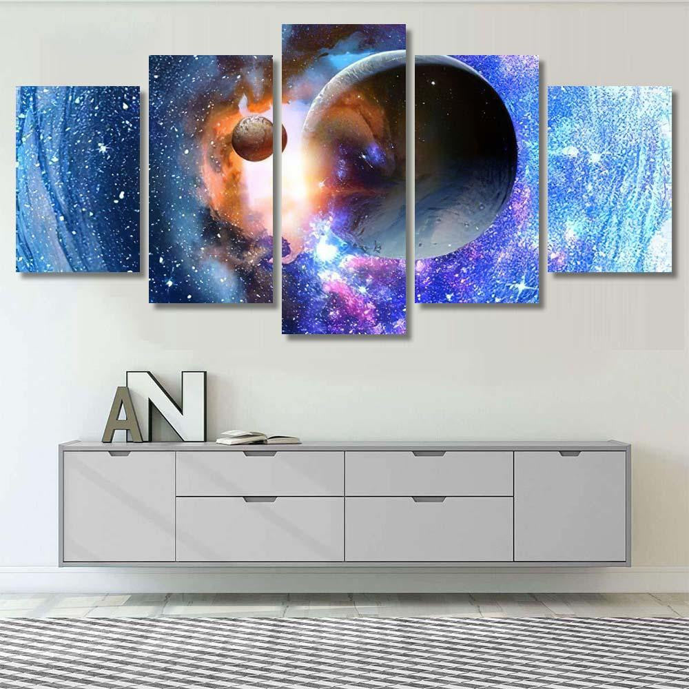 Space Planets Nebula Galaxy Sky and Space Multi Piece Panel Canvas Home Decor Housewarming Gift Ideas Poster Canvas Gallery Prints