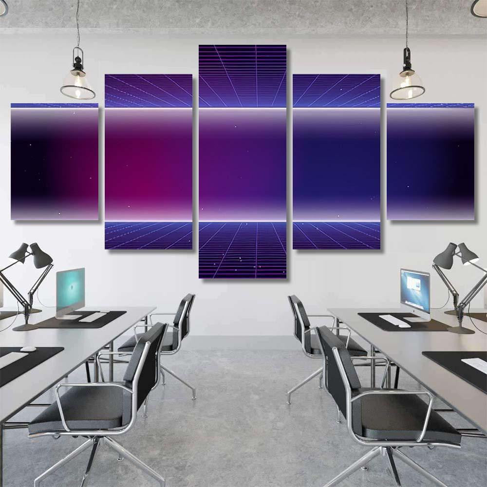 Retro Futuristic Background 1980S Style 80S 1 Galaxy Sky and Space Multi Piece Panel Canvas Home Decor Housewarming Gift Ideas Poster Canvas Gallery Prints