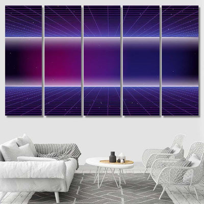 Retro Futuristic Background 1980S Style 80S 1 Galaxy Sky and Space Multi Piece Panel Canvas Home Decor Housewarming Gift Ideas Poster Canvas Gallery Prints