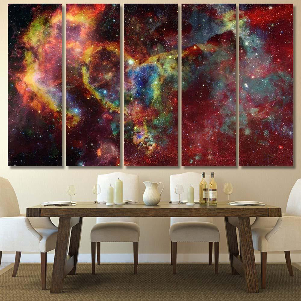 Nebula Stars Outer Space Abstract Sky Galaxy Sky and Space Multi Piece Panel Canvas Home Decor Housewarming Gift Ideas Poster Canvas Gallery Prints