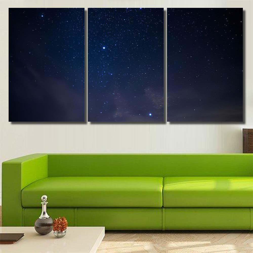 Landscape Night Sky 3 Galaxy Sky and Space Multi Piece Panel Canvas Home Decor Housewarming Gift Ideas Poster Canvas Gallery Prints