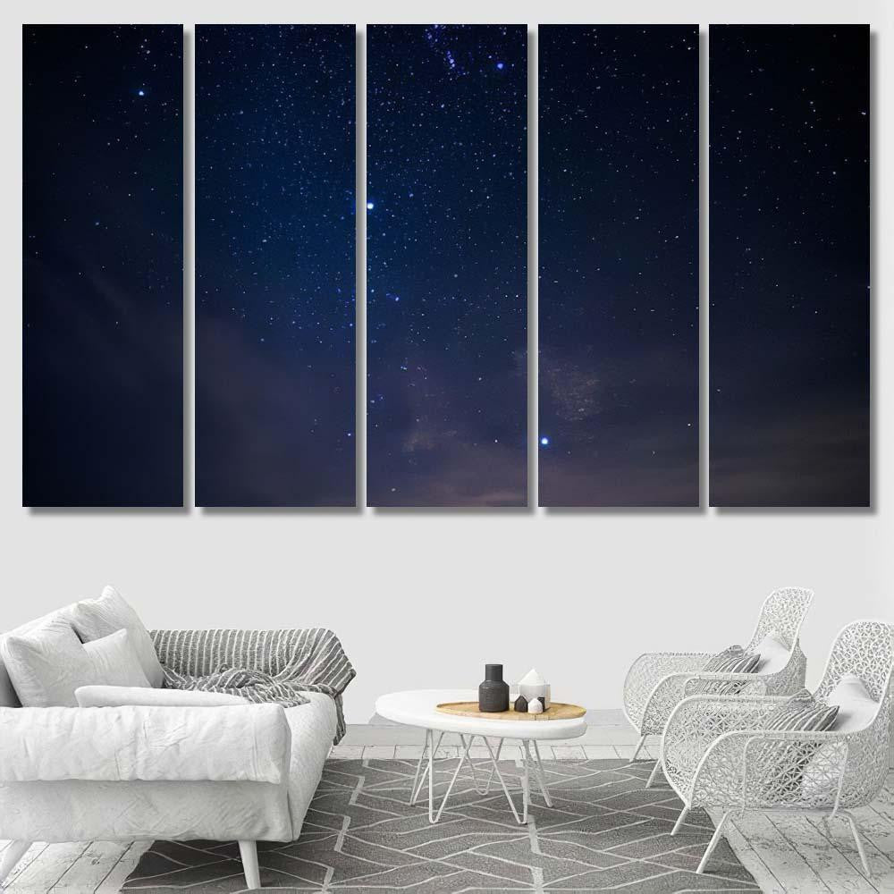 Landscape Night Sky 3 Galaxy Sky and Space Multi Piece Panel Canvas Home Decor Housewarming Gift Ideas Poster Canvas Gallery Prints