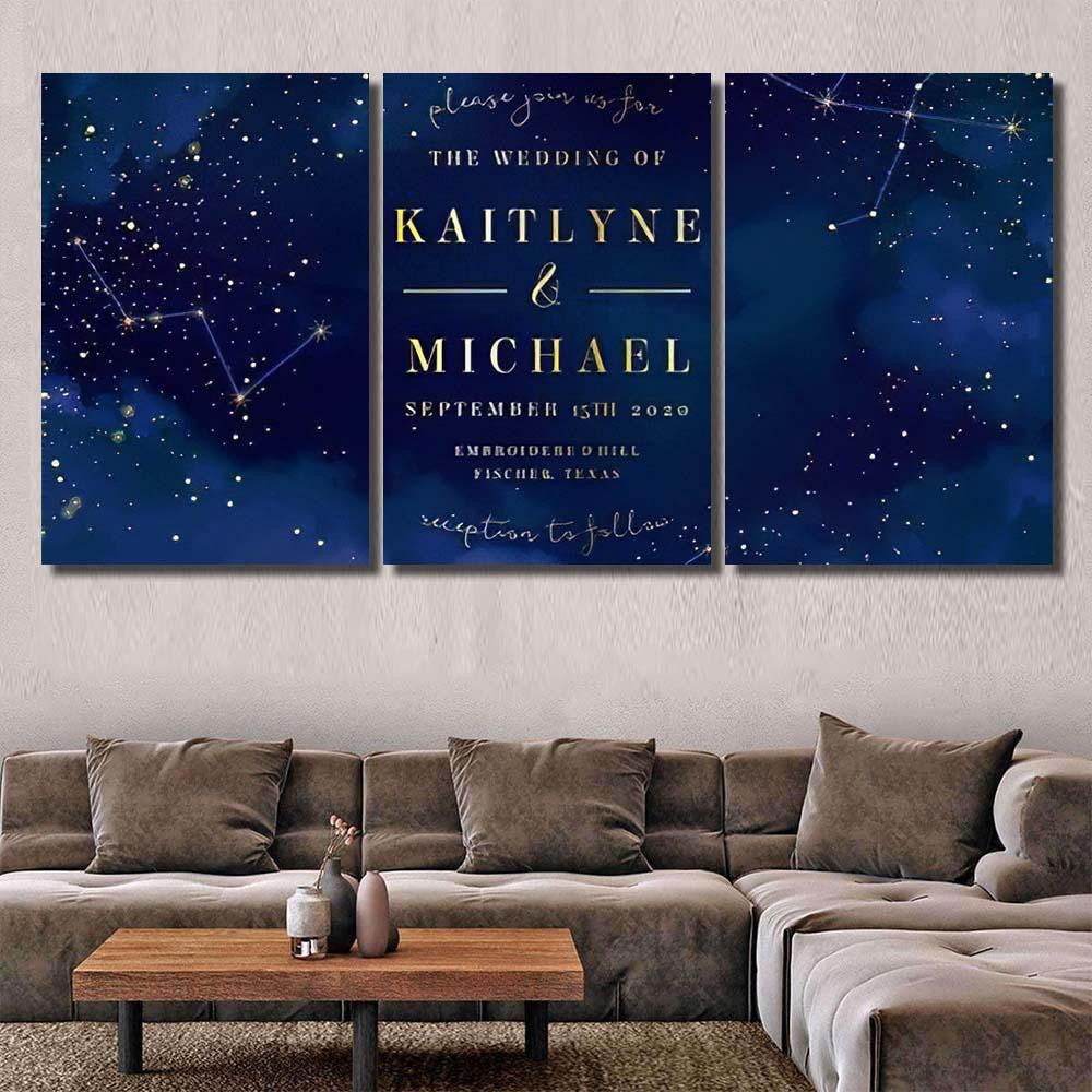 Magic Night Dark Blue Sky Sparkling Galaxy Sky and Space Multi Piece Panel Canvas Home Decor Housewarming Gift Ideas Poster Canvas Gallery Prints
