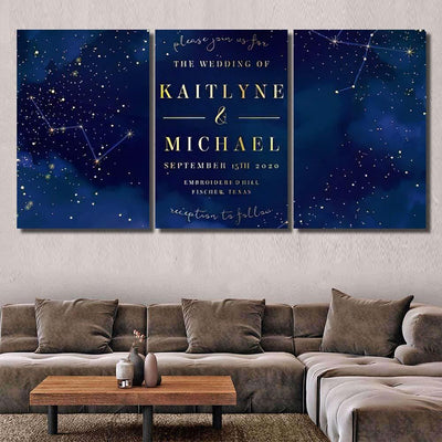 Magic Night Dark Blue Sky Sparkling Galaxy Sky and Space Multi Piece Panel Canvas Home Decor Housewarming Gift Ideas Poster Canvas Gallery Prints