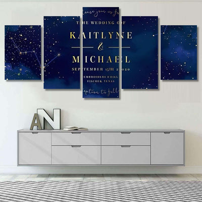 Magic Night Dark Blue Sky Sparkling Galaxy Sky and Space Multi Piece Panel Canvas Home Decor Housewarming Gift Ideas Poster Canvas Gallery Prints