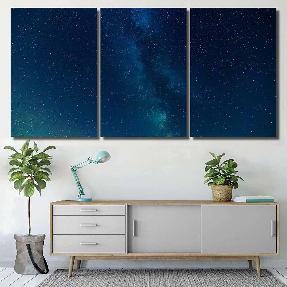 Milky Way On Night Sky Abstract Galaxy Sky and Space Multi Piece Panel Canvas Home Decor Housewarming Gift Ideas Poster Canvas Gallery Prints
