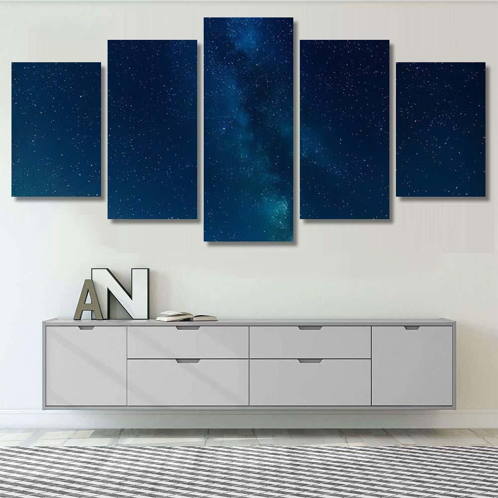 Milky Way On Night Sky Abstract Galaxy Sky and Space Multi Piece Panel Canvas Home Decor Housewarming Gift Ideas Poster Canvas Gallery Prints
