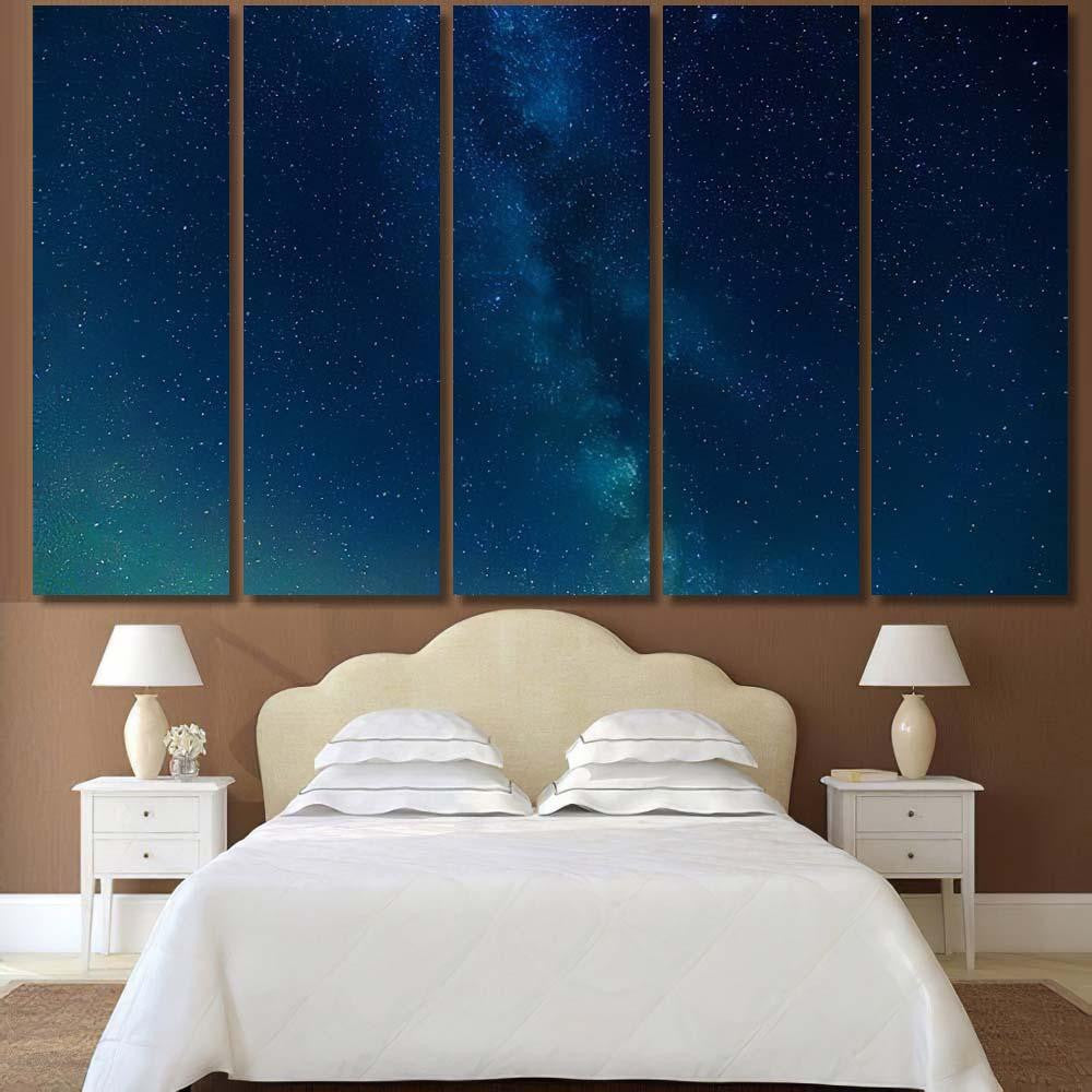 Milky Way On Night Sky Abstract Galaxy Sky and Space Multi Piece Panel Canvas Home Decor Housewarming Gift Ideas Poster Canvas Gallery Prints