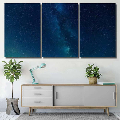 Milky Way On Night Sky Abstract Galaxy Sky and Space Multi Piece Panel Canvas Home Decor Housewarming Gift Ideas Poster Canvas Gallery Prints