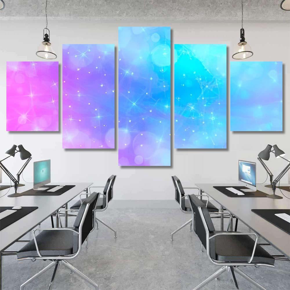 Holographic Vector Illustration Pastel Color Galaxy Galaxy Sky and Space Multi Piece Panel Canvas Home Decor Housewarming Gift Ideas Poster Canvas Gallery Prints