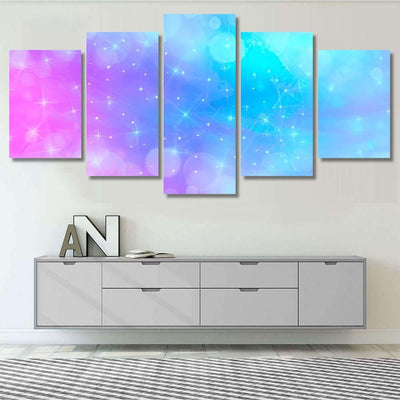 Holographic Vector Illustration Pastel Color Galaxy Galaxy Sky and Space Multi Piece Panel Canvas Home Decor Housewarming Gift Ideas Poster Canvas Gallery Prints