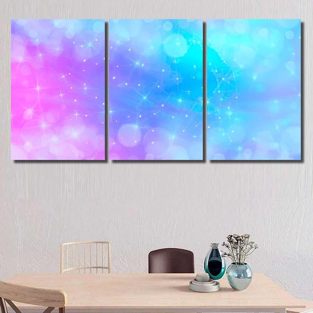 Holographic Vector Illustration Pastel Color Galaxy Galaxy Sky and Space Multi Piece Panel Canvas Home Decor Housewarming Gift Ideas Poster Canvas Gallery Prints