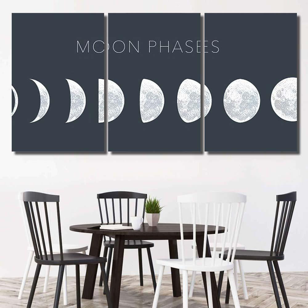 Moon Phases Dot Vector Background Galaxy Sky and Space Multi Piece Panel Canvas Home Decor Housewarming Gift Ideas Poster Canvas Gallery Prints