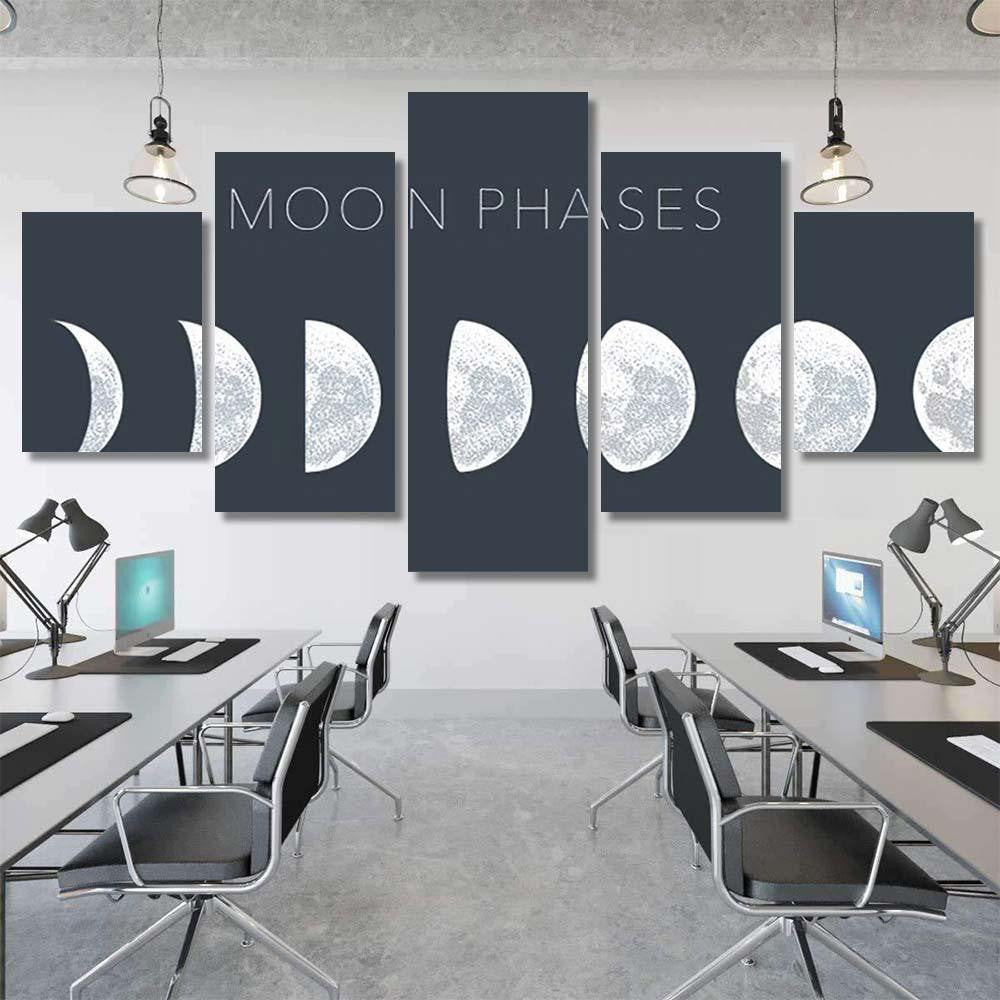 Moon Phases Dot Vector Background Galaxy Sky and Space Multi Piece Panel Canvas Home Decor Housewarming Gift Ideas Poster Canvas Gallery Prints