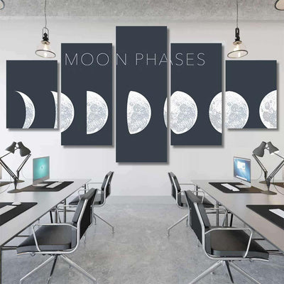 Moon Phases Dot Vector Background Galaxy Sky and Space Multi Piece Panel Canvas Home Decor Housewarming Gift Ideas Poster Canvas Gallery Prints