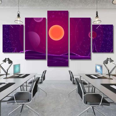 Space Landscape Sunset On Purple Sky Galaxy Sky and Space Multi Piece Panel Canvas Home Decor Housewarming Gift Ideas Poster Canvas Gallery Prints