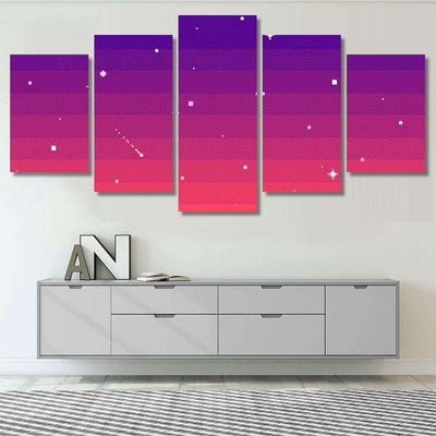 Pixel Art Star Sky Evening Seamless Galaxy Sky and Space Multi Piece Panel Canvas Home Decor Housewarming Gift Ideas Poster Canvas Gallery Prints
