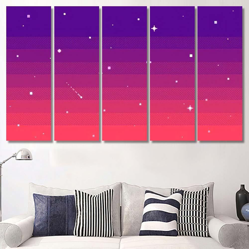 Pixel Art Star Sky Evening Seamless Galaxy Sky and Space Multi Piece Panel Canvas Home Decor Housewarming Gift Ideas Poster Canvas Gallery Prints