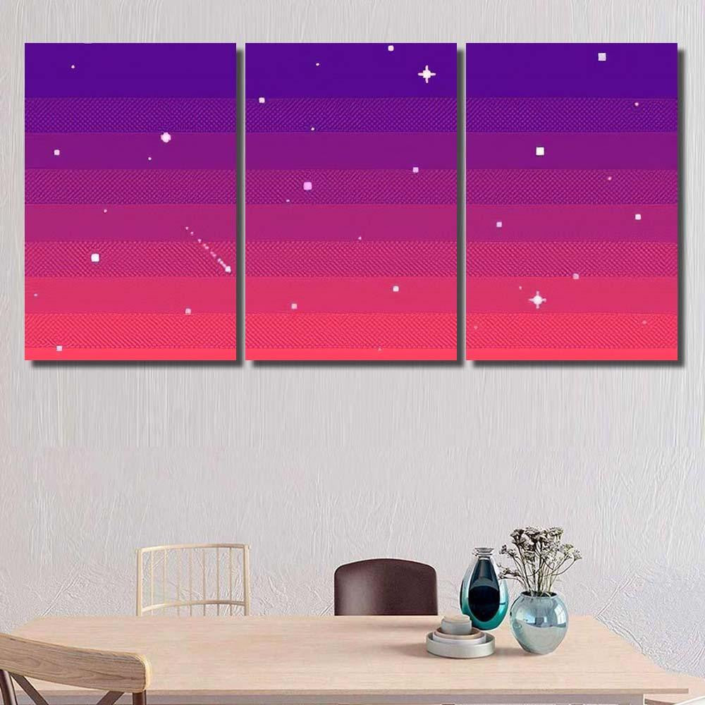 Pixel Art Star Sky Evening Seamless Galaxy Sky and Space Multi Piece Panel Canvas Home Decor Housewarming Gift Ideas Poster Canvas Gallery Prints