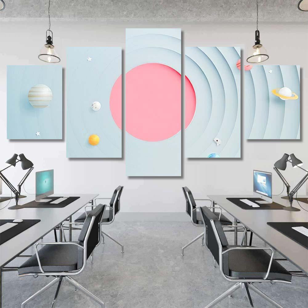 Solar System Paper Art Style Background Galaxy Sky and Space Multi Piece Panel Canvas Home Decor Housewarming Gift Ideas Poster Canvas Gallery Prints
