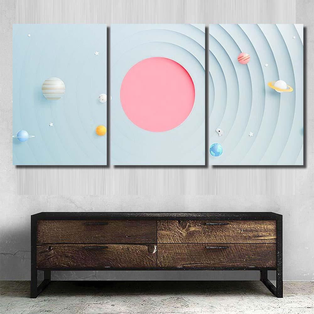 Solar System Paper Art Style Background Galaxy Sky and Space Multi Piece Panel Canvas Home Decor Housewarming Gift Ideas Poster Canvas Gallery Prints