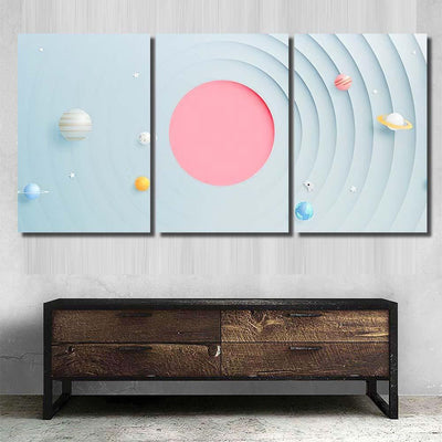 Solar System Paper Art Style Background Galaxy Sky and Space Multi Piece Panel Canvas Home Decor Housewarming Gift Ideas Poster Canvas Gallery Prints