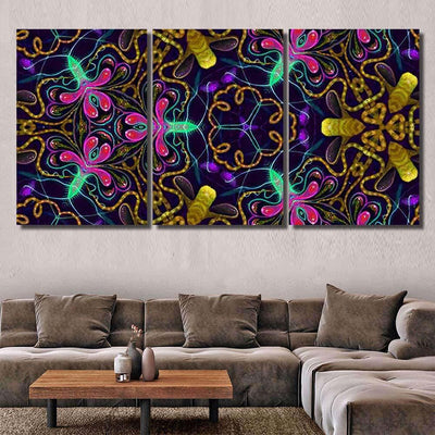 Psychedelic Ornament Surrealism Bright Neon Planet 5 Galaxy Sky and Space Multi Piece Panel Canvas Home Decor Housewarming Gift Ideas Poster Canvas Gallery Prints