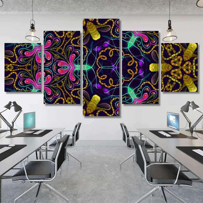 Psychedelic Ornament Surrealism Bright Neon Planet 5 Galaxy Sky and Space Multi Piece Panel Canvas Home Decor Housewarming Gift Ideas Poster Canvas Gallery Prints