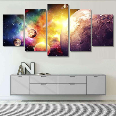 Planets Galaxy Over Light Elements This Galaxy Sky and Space Multi Piece Panel Canvas Home Decor Housewarming Gift Ideas Poster Canvas Gallery Prints
