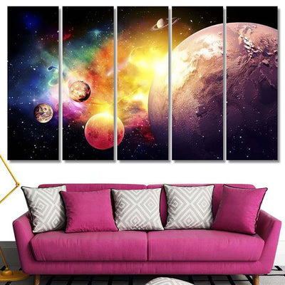 Planets Galaxy Over Light Elements This Galaxy Sky and Space Multi Piece Panel Canvas Home Decor Housewarming Gift Ideas Poster Canvas Gallery Prints